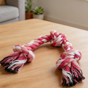 Pink 3-Knot Natural Cotton Dog Rope Toy