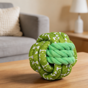 Green Braided Rope Dog Ball Chew Toy