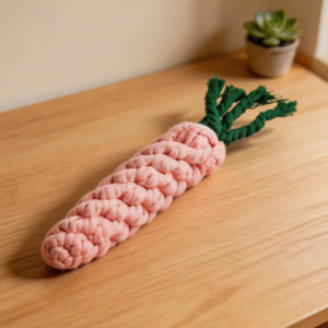 Pink Braided Carrot Cotton Dog Toy