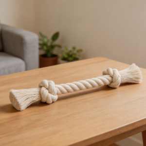 2-Pack White 3-Knot Cotton Rope Tug Toy