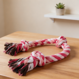 Pink 3-Knot Natural Cotton Dog Rope Toy
